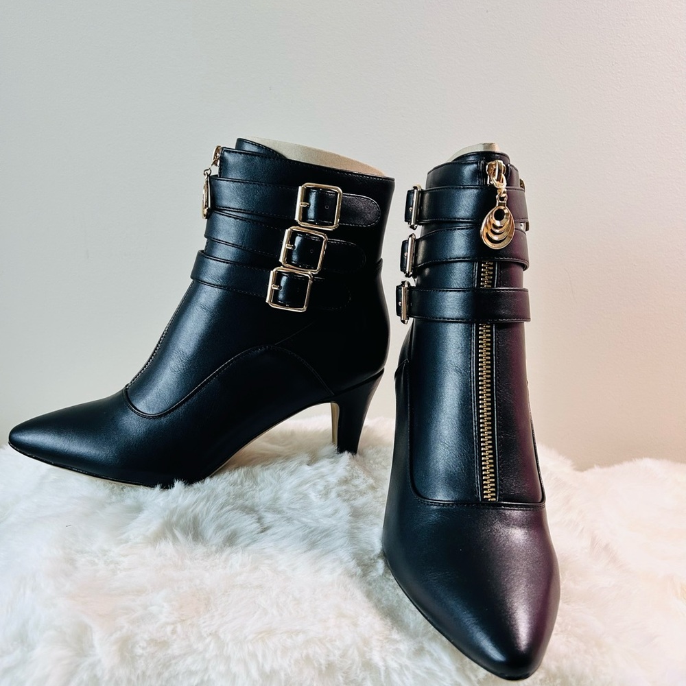 Buckle Strap Ankle Boots w/ Zipper